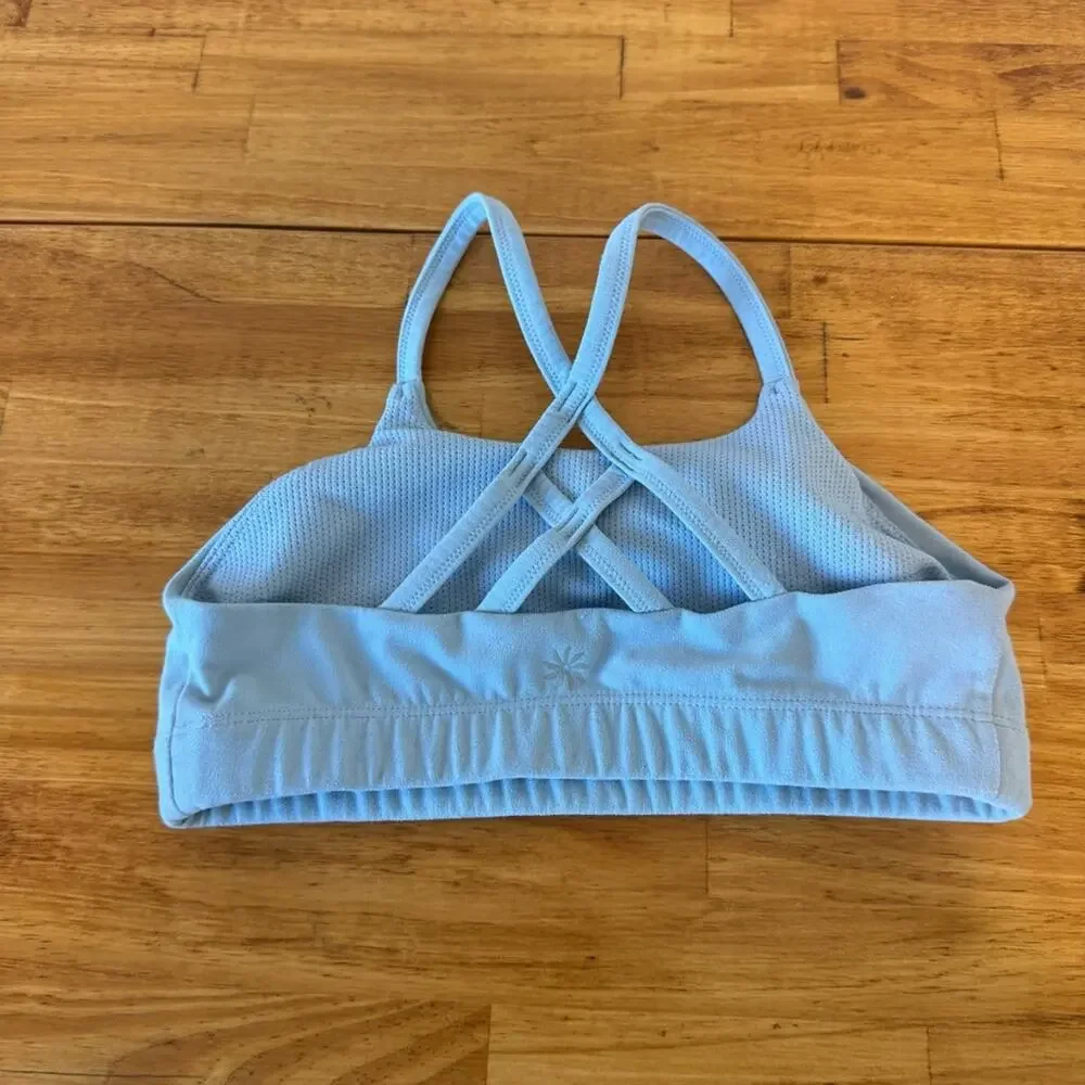 Athleta Baby Blue Strappy Sports Bra Size Medium 8-10